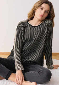 Betty Barclay Strick*Grobstrick-Pullover mit Rippenstruktur Patch Black/Beige