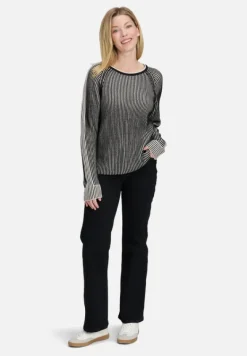 Betty Barclay Strick*Grobstrick-Pullover mit Rippenstruktur Patch Black/Beige