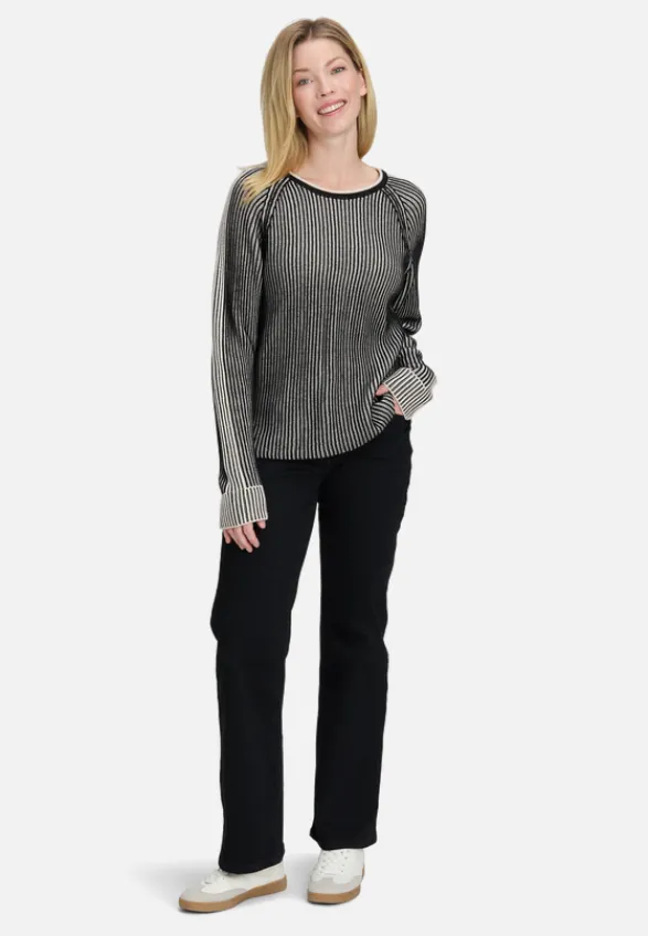 Betty Barclay Strick*Grobstrick-Pullover mit Rippenstruktur Patch Black/Beige