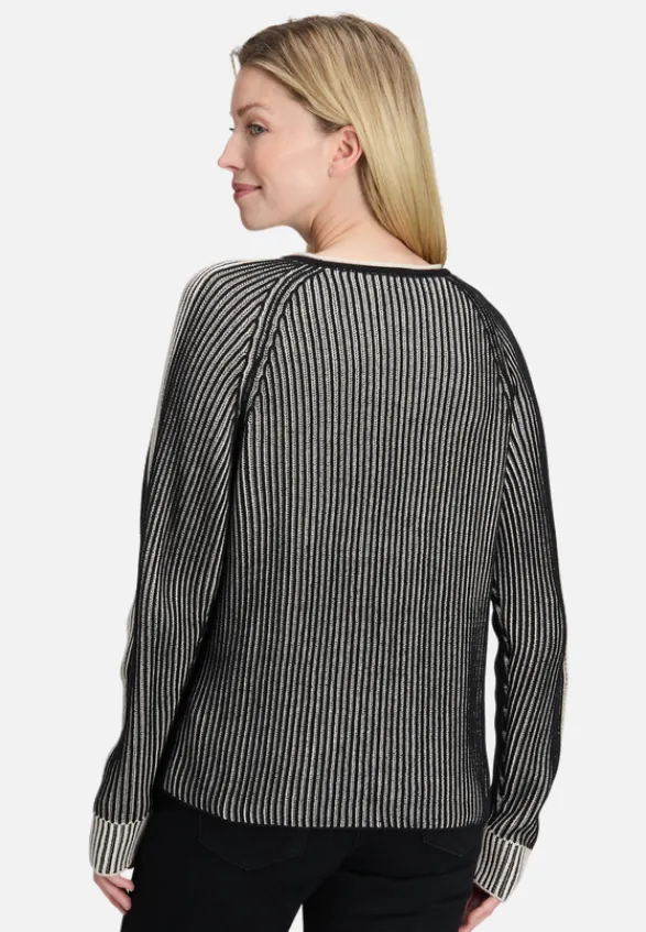 Betty Barclay Strick*Grobstrick-Pullover mit Rippenstruktur Patch Black/Beige