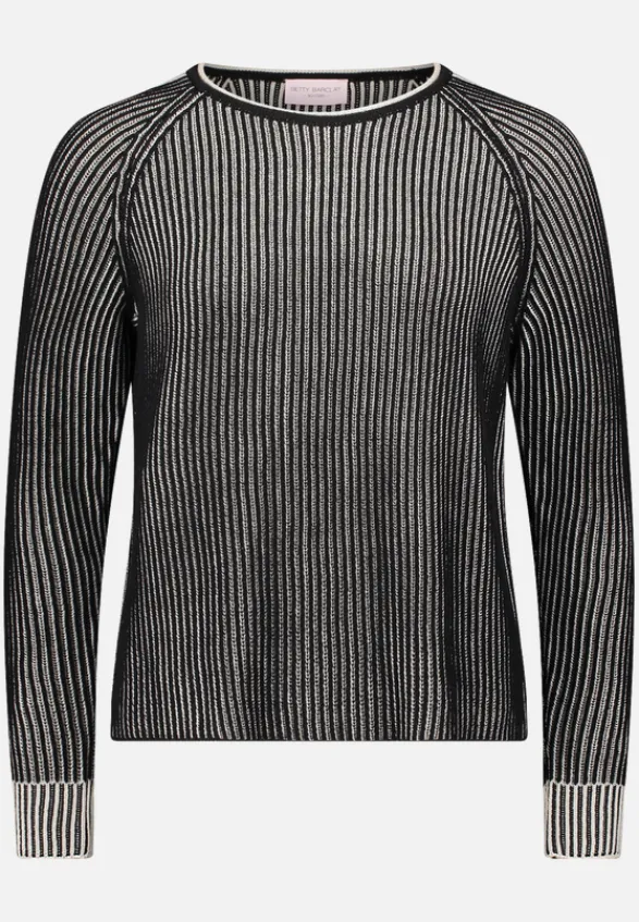 Betty Barclay Strick*Grobstrick-Pullover mit Rippenstruktur Patch Black/Beige