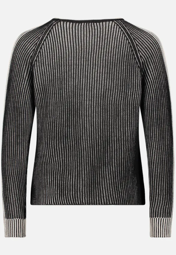 Betty Barclay Strick*Grobstrick-Pullover mit Rippenstruktur Patch Black/Beige