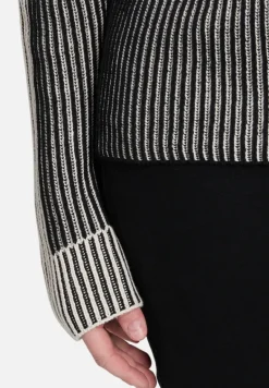 Betty Barclay Strick*Grobstrick-Pullover mit Rippenstruktur Patch Black/Beige