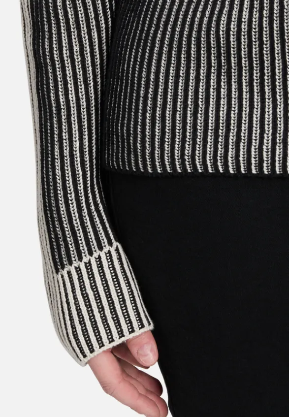 Betty Barclay Strick*Grobstrick-Pullover mit Rippenstruktur Patch Black/Beige