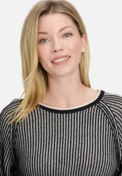Betty Barclay Strick*Grobstrick-Pullover mit Rippenstruktur Patch Black/Beige