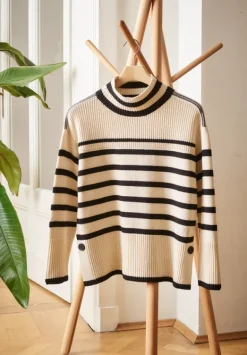 Betty Barclay Strick*Grobstrick-Pullover mit Streifen Patch Beige/Black