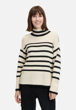Betty Barclay Strick*Grobstrick-Pullover mit Streifen Patch Beige/Black
