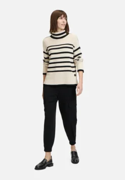 Betty Barclay Strick*Grobstrick-Pullover mit Streifen Patch Beige/Black