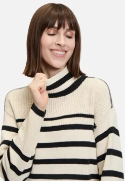 Betty Barclay Strick*Grobstrick-Pullover mit Streifen Patch Beige/Black