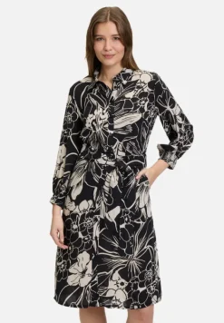 Betty Barclay Kleider*Hemdblusenkleid mit Bindegürtel Schwarz/Beige