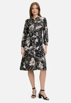 Betty Barclay Kleider*Hemdblusenkleid mit Bindegürtel Schwarz/Beige