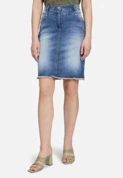 Betty Barclay Röcke*Jeansrock mit Fransen Light Blue Denim