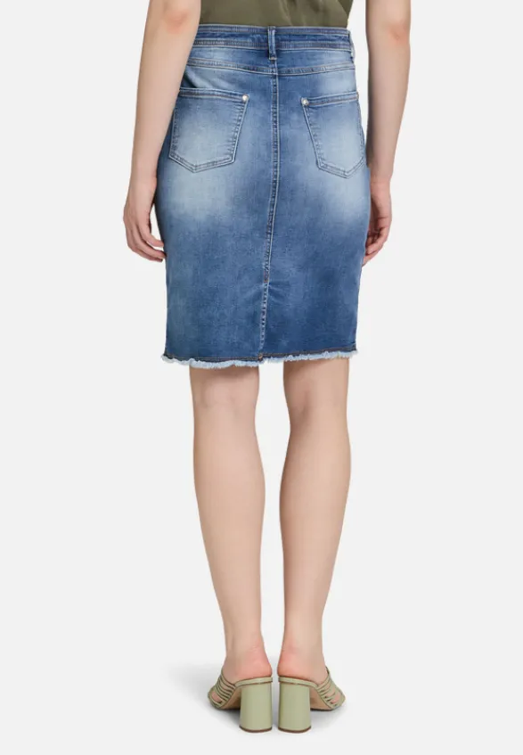 Betty Barclay Röcke*Jeansrock mit Fransen Light Blue Denim