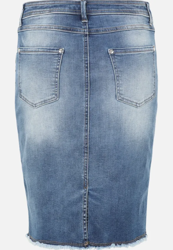Betty Barclay Röcke*Jeansrock mit Fransen Light Blue Denim