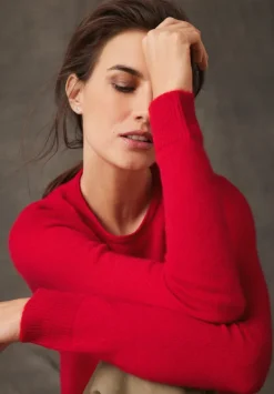 Betty Barclay Strick|Kaschmir*Kaschmir-Pullover mit Rundhalsausschnitt Rot