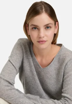 Betty Barclay Strick|Kaschmir*Kaschmir-Pullover mit V-Ausschnitt Light Silver Melange