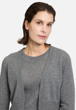Betty Barclay Festliche Mode|Kaschmir*Kaschmir-Strickjacke mit Rippbündchen Grey Melange