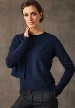 Betty Barclay Festliche Mode|Strick*Kaschmir-Strickjacke mit Rippbündchen dunkelblau