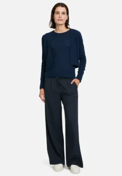 Betty Barclay Festliche Mode|Strick*Kaschmir-Strickjacke mit Rippbündchen dunkelblau