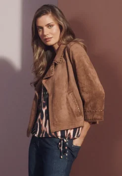 Betty Barclay Blazer*Kunstleder-Jacke mit Nieten Classic Nougat