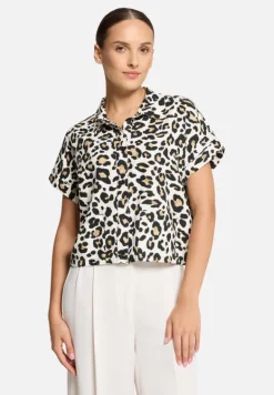 Betty Barclay Blusen*Leinenbluse mit Kragen Weiß/Schwarz