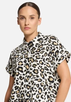 Betty Barclay Blusen*Leinenbluse mit Kragen Weiß/Schwarz