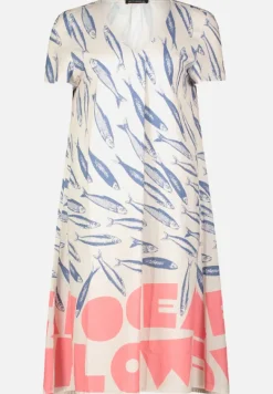 Betty Barclay Kleider*Leinenkleid mit V-Ausschnitt Nature/Blue