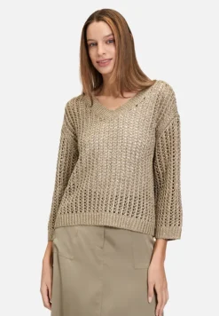 Betty Barclay Strick*Lochstrick-Pullover mit Pailletten Soft Olive