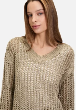 Betty Barclay Strick*Lochstrick-Pullover mit Pailletten Soft Olive