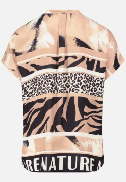 Betty Barclay Blusen*Longbluse mit Stehkragen Beige/Schwarz