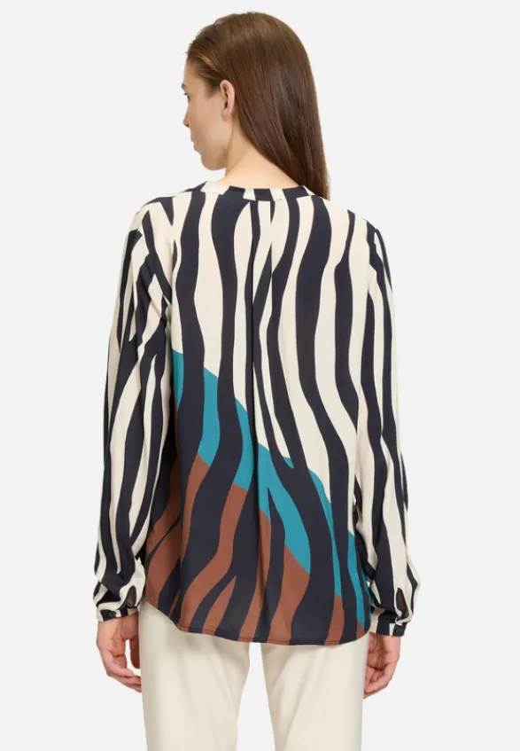 Betty Barclay Blusen*Longbluse mit Stehkragen Dark Blue/Beige