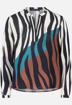 Betty Barclay Blusen*Longbluse mit Stehkragen Dark Blue/Beige