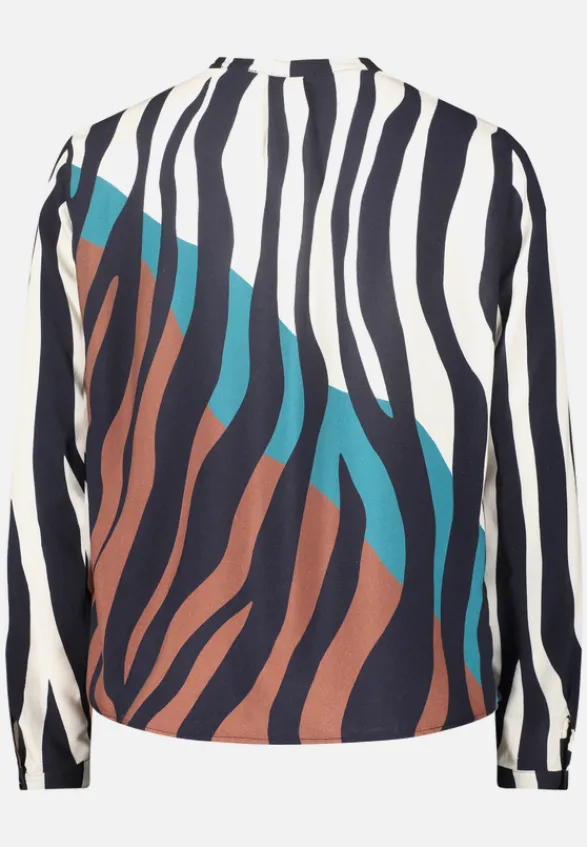 Betty Barclay Blusen*Longbluse mit Stehkragen Dark Blue/Beige