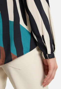 Betty Barclay Blusen*Longbluse mit Stehkragen Dark Blue/Beige