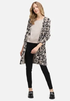 Betty Barclay Strick*Longstrickjacke mit Aufdruck Taupe/Black
