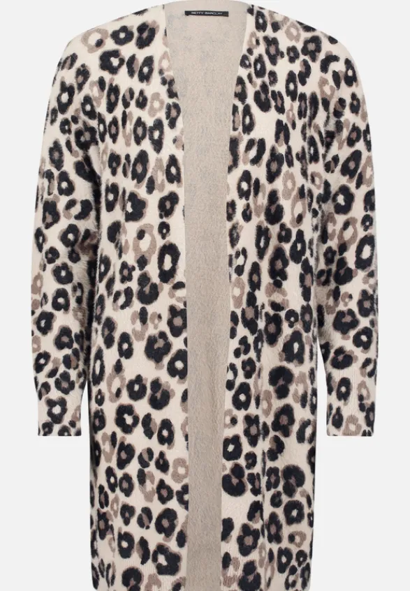 Betty Barclay Strick*Longstrickjacke mit Aufdruck Taupe/Black