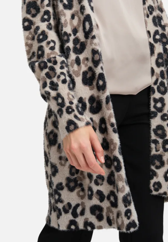Betty Barclay Strick*Longstrickjacke mit Aufdruck Taupe/Black
