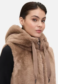 Betty Barclay Westen|Jacken*Plüschweste mit Kapuze Classic Bronze