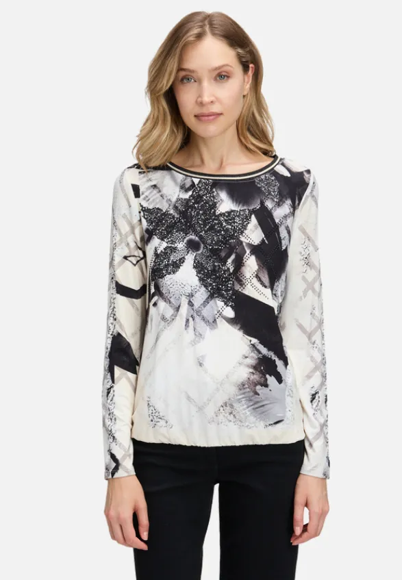 Betty Barclay Shirts*Printshirt mit Gummizug Schwarz/Beige