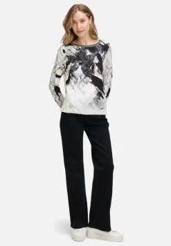 Betty Barclay Shirts*Printshirt mit Gummizug Schwarz/Beige