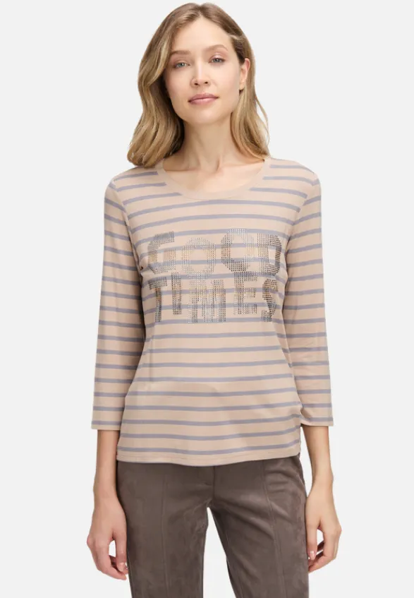 Betty Barclay Shirts*Ringelshirt mit Schmucksteinen Beige/Grau
