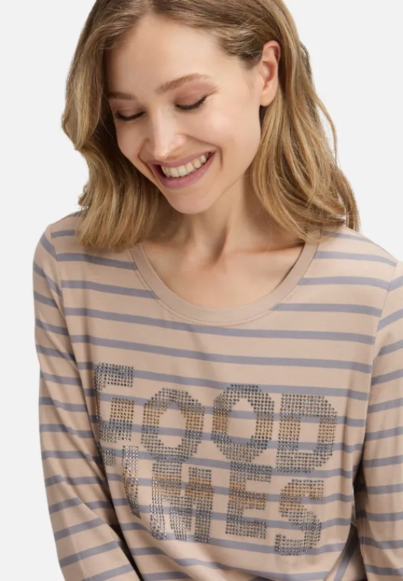 Betty Barclay Shirts*Ringelshirt mit Schmucksteinen Beige/Grau