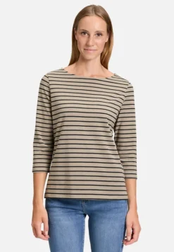 Betty Barclay Shirts*Ringelshirt mit U-Boot-Ausschnitt Khaki/Schwarz