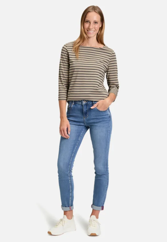 Betty Barclay Shirts*Ringelshirt mit U-Boot-Ausschnitt Khaki/Schwarz