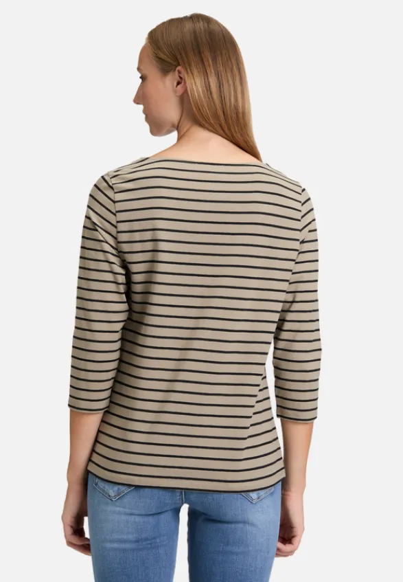 Betty Barclay Shirts*Ringelshirt mit U-Boot-Ausschnitt Khaki/Schwarz