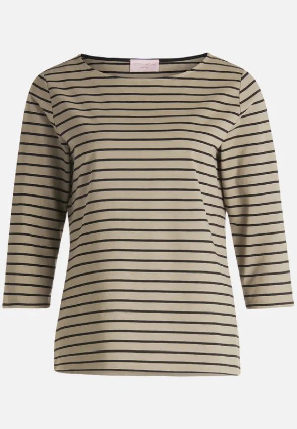 Betty Barclay Shirts*Ringelshirt mit U-Boot-Ausschnitt Khaki/Schwarz