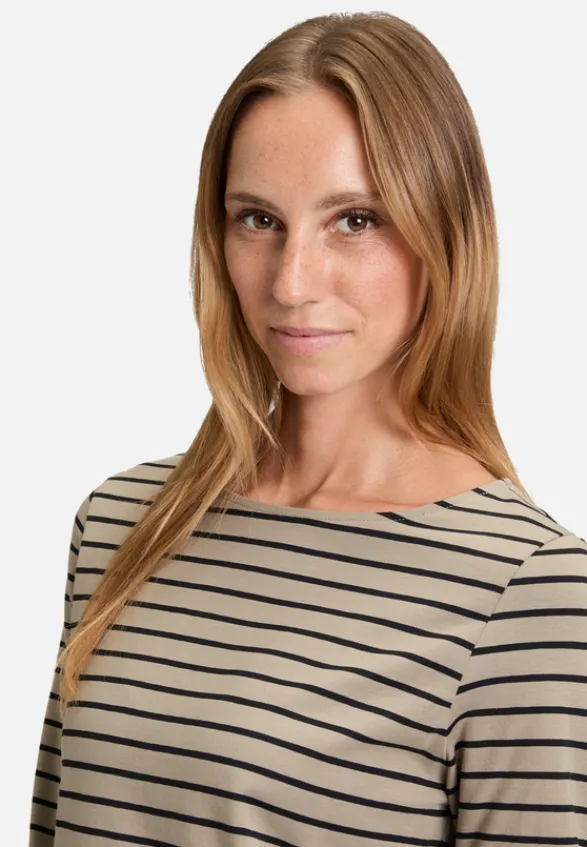Betty Barclay Shirts*Ringelshirt mit U-Boot-Ausschnitt Khaki/Schwarz