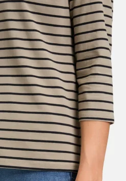 Betty Barclay Shirts*Ringelshirt mit U-Boot-Ausschnitt Khaki/Schwarz