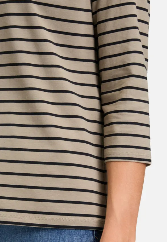 Betty Barclay Shirts*Ringelshirt mit U-Boot-Ausschnitt Khaki/Schwarz