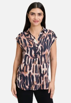 Betty Barclay Blusen*Satin-Bluse mit Kragen Dark Blue/Rosé
